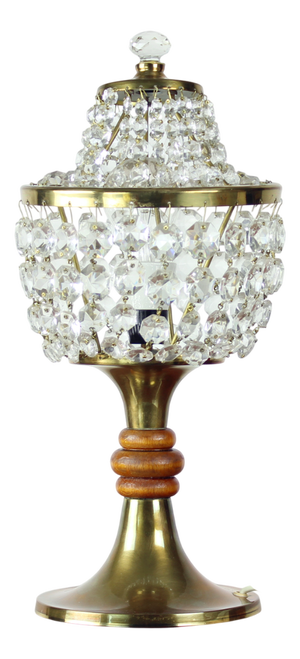 Brass & Crystal Table Lamp from Osvetľovacie Sklo, Czechoslovakia, 1970s