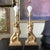 English Pair of Vintage Robert Abbey Attributed Golden Lion Lamps With Silk Bell Shades For Sale - Image 3 of 7