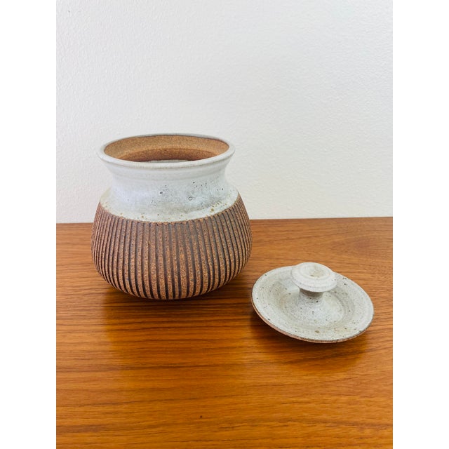 Vintage 1970s Handmade Stoneware Studio Pottery Lidded Decanter Vessel For Sale In Palm Springs - Image 6 of 8