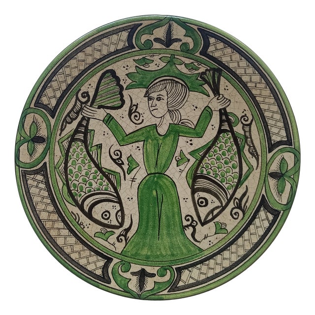 Wall Ceramic Plate in Gothic Style from Paterna Maiolica d'Art, 1970s For Sale