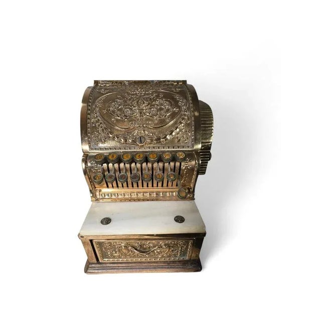 Antique Gilded Bronze Cash Register with Relief Carving, 1930 For Sale - Image 16 of 18