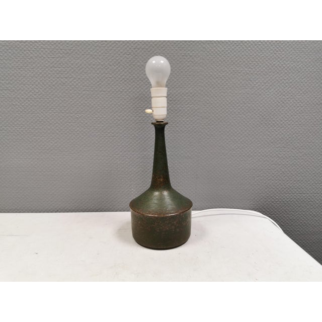 Dark Olive Green Stoneware Lamp from Palshus, Denmark, 19560s For Sale - Image 14 of 14
