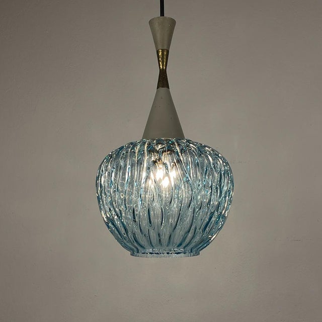 Vintage Blue Murano Pendant Lamp from Stilnovo, 1950s For Sale - Image 11 of 15