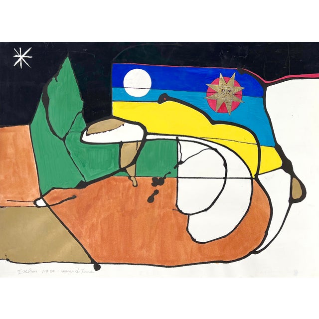 1980s Modernist Abstract "Manan Du Terre" by Lt Milton 1987 For Sale - Image 5 of 8