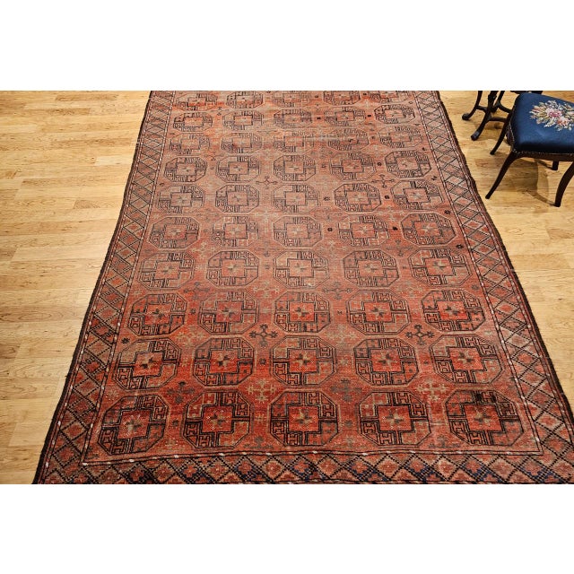 Vintage Turkmen Tekke Gallery Rug in Allover Pattern in Red, Brown, Gray, For Sale In Chicago - Image 6 of 18
