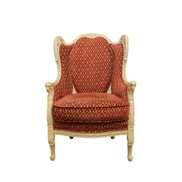 1920's French Louis XV Style Vintage Eagle Carved Bergere Wing Chair For Sale - Image 13 of 13