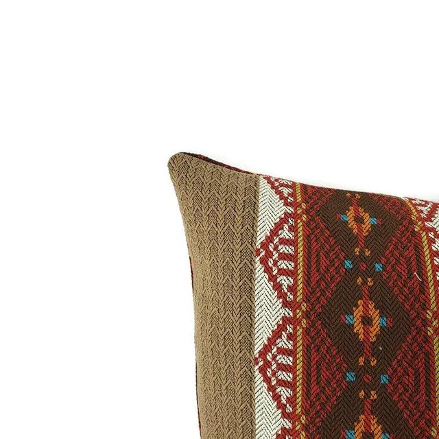 Southwestern-Style Brown & Red Stripe Pillow Cover For Sale - Image 4 of 9