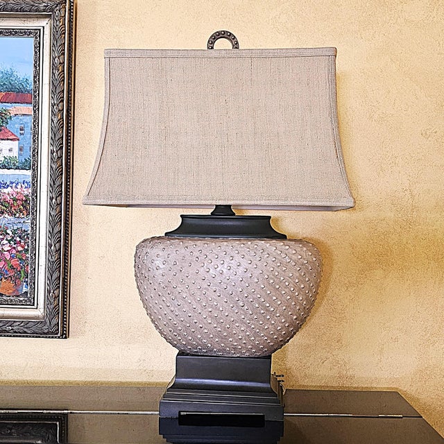Uttermost Cumberland Pebbled Sandstone Table Lamp | Textured Designer Lighting For Sale - Image 16 of 18