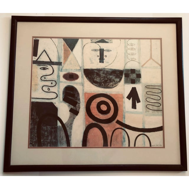 Wood Mid Century Abstract Art ‘The Seer’ After Adolf Gottlieb, Signed and Framed For Sale - Image 7 of 7