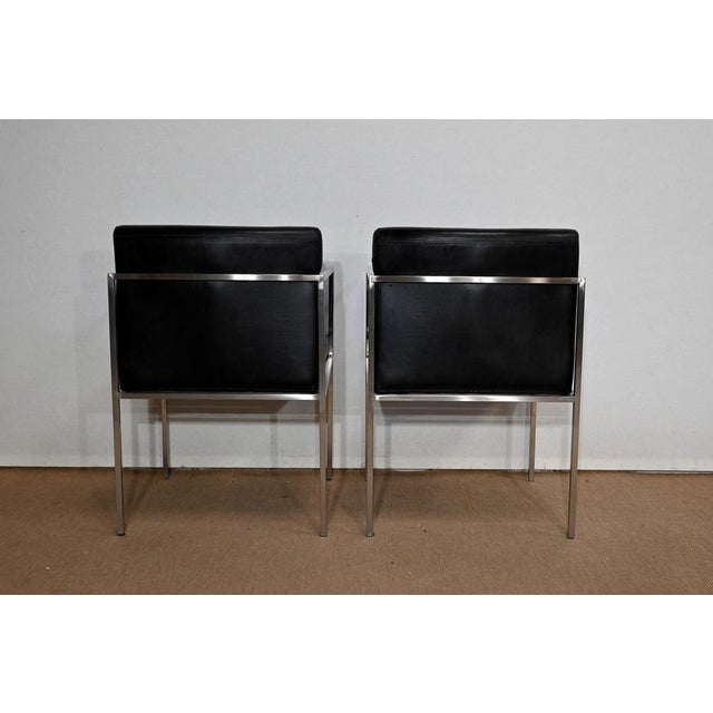 Set of Square Armchairs in Imitation Leather, 1970 For Sale - Image 13 of 17