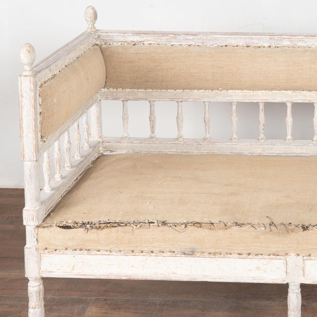 Early 19th Century Swedish Gustavian White Painted Long Bench For Sale - Image 4 of 15