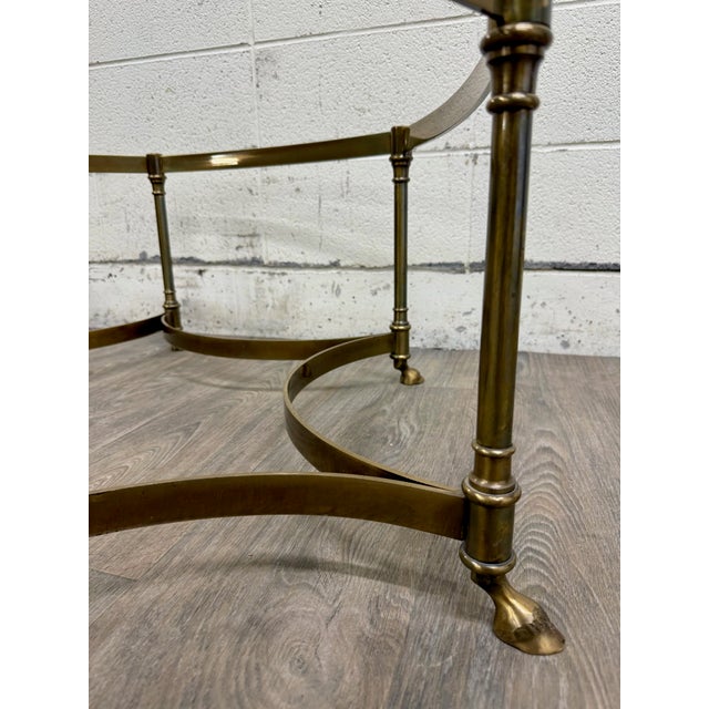 Metal Vintage Mid Century Labarge Style Brass Hexagonal Coffee Table Cocktail Table For Sale - Image 7 of 11