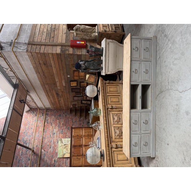 Antique Workshop Cabinet Converted into TV Stand For Sale - Image 3 of 9