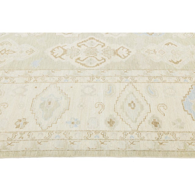 Drawing/Sketching Materials Contemporary Transitional Oushak Style Area Rug - Neutral Pastel Turkish Design For Sale - Image 7 of 11