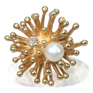 Sarah Coventry Starburst Gold Tone Cocktail Ring For Sale