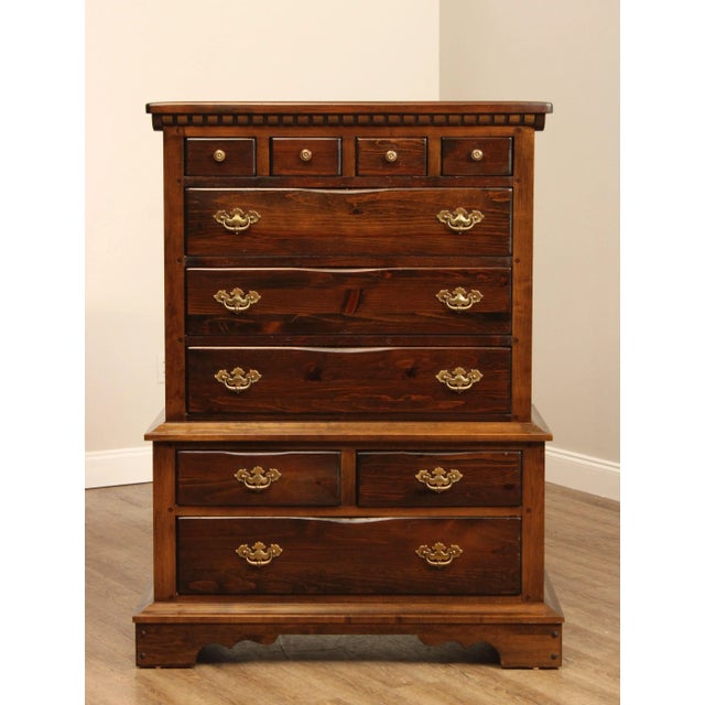 Brown Vintage Pennsylvania House Solid Pine Chest on Chest For Sale - Image 8 of 12