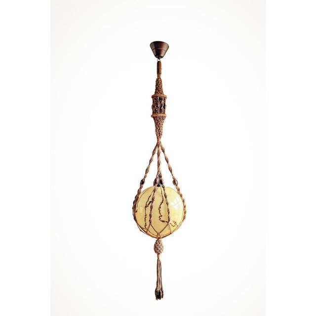 Braided Macramé Sisal and Marbled Glass Globe Pendant Lamp by Temde, 1970s For Sale - Image 18 of 18