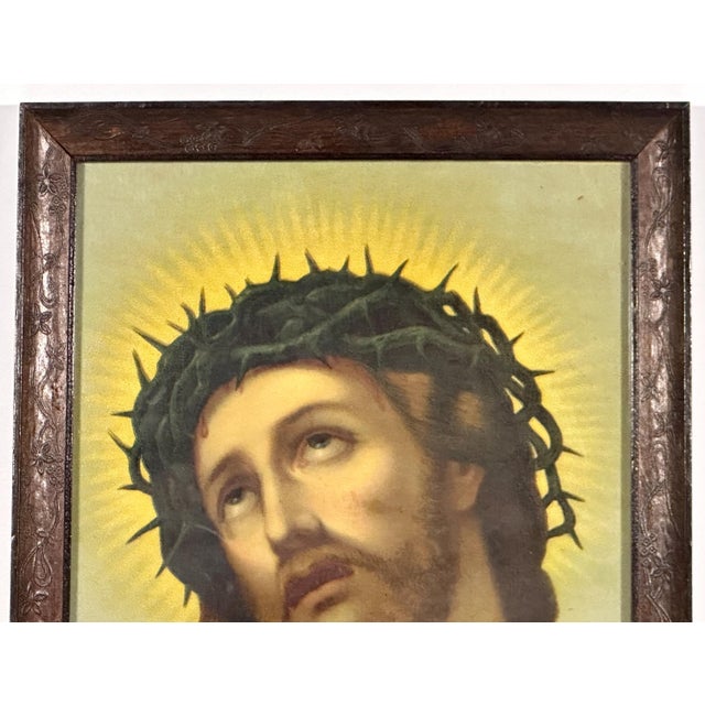 Art Nouveau Antique Framed Chromolithograph Ecce Homo Crown of Thorns after Fridolin Leiber For Sale - Image 3 of 10