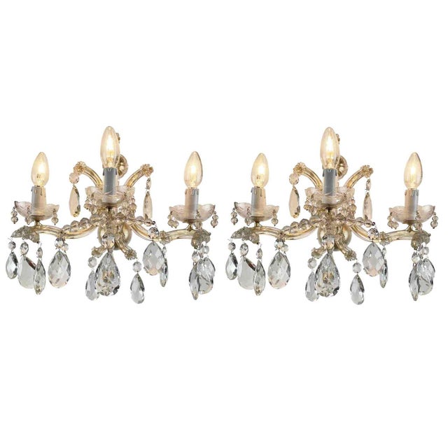 Metal Crystal Maria Teresa Wall Lights, 1950s, Set of 2 For Sale - Image 7 of 8