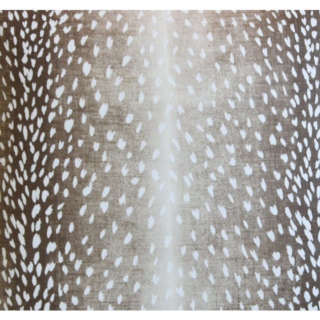 Contemporary Antelope Deer Fawn Animal Pattern Linen & Velvet Feather/Down Pillow Square For Sale - Image 3 of 8