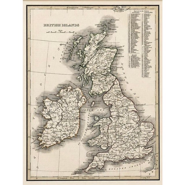 Original engraving by Bradford, 1835.&nbsp; Highlighting England, Scotland, Wales, and Ireland, extending from the...
