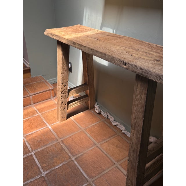 2020s Handcrafted Reclaimed Wood Console Table For Sale - Image 5 of 9