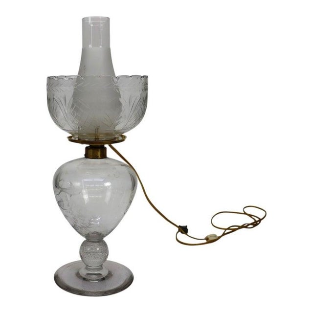 Late 19th Century Late 19th Century Figural Fish Etched Glass & Crystal Base Table Lamp For Sale - Image 5 of 8