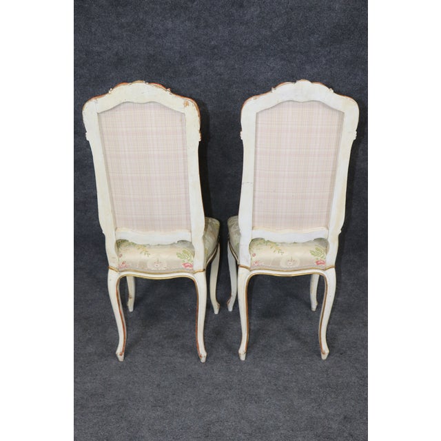 1940s Set 4 Louis XV Style Paint Decorated French Dining Room Chairs For Sale - Image 5 of 18