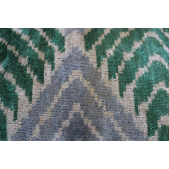 Contemporary L.Green Turkish Hand Knotted Velvet Ikat Pillow For Sale - Image 3 of 6