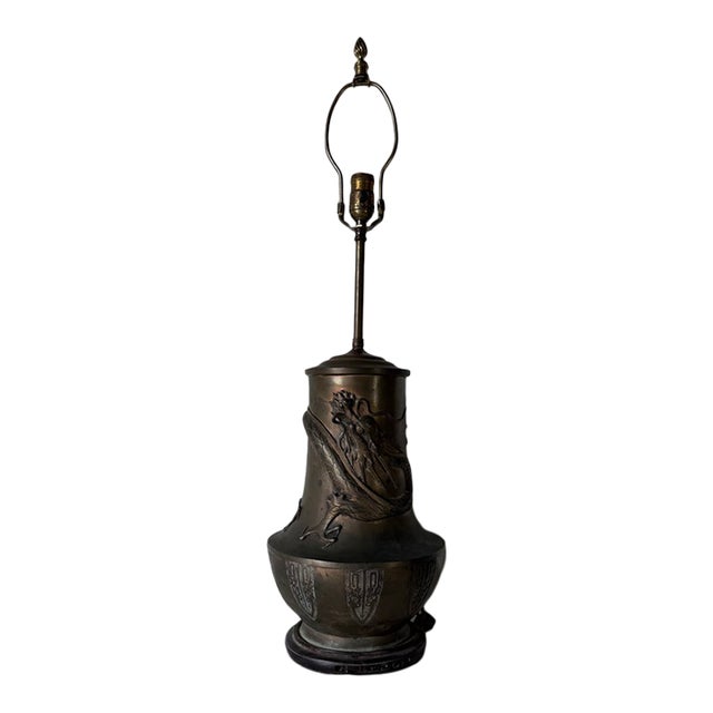 19th Century Japanese Meiji Period Bronze Dragon Table Lamp For Sale