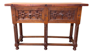 Spanish Hand-Carved Console Table, 1940s