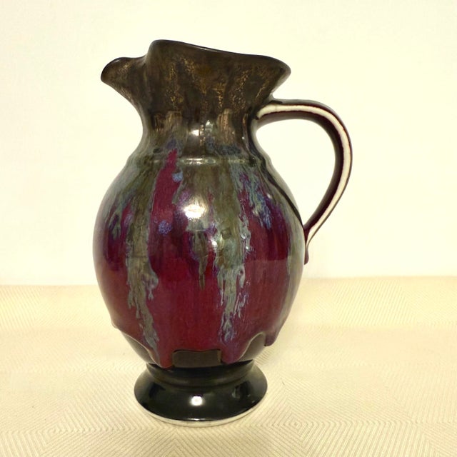 Late 20th Century Edgecombe Potters Deep Magenta Molten Drip Glaze Stoneware Pitcher For Sale - Image 9 of 9