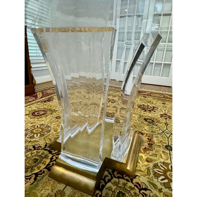1970s 1970s Attributed to Jeffery Bigelow Acrylic and Bronze Dining Table Base With Starphire Etched Glass Top Included For Sale - Image 5 of 9