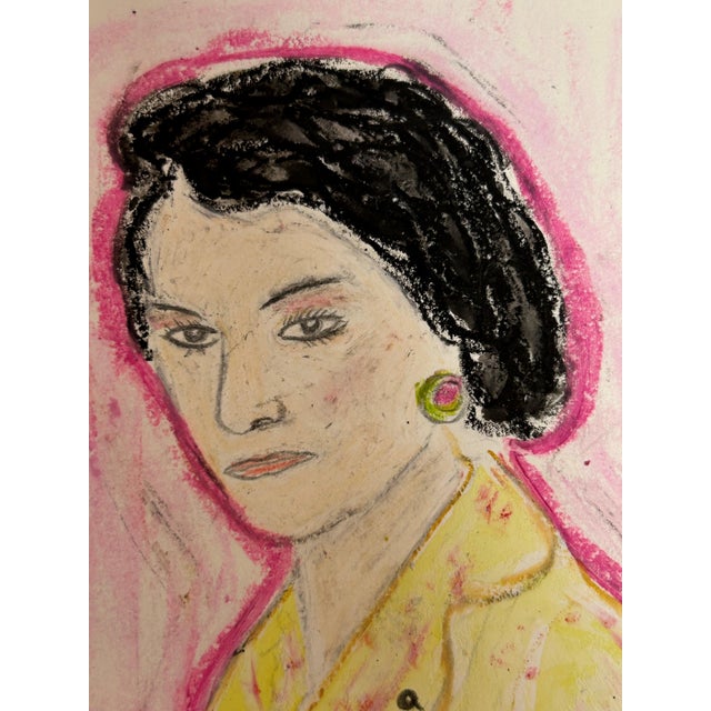Portrait of Coco Chanel by Karl Lagerfeld. Mixed media: gouache, felt-tip pen, makeup grease pencil, pastel, graphite....