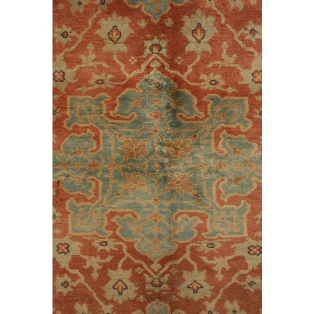Red Hand-Knotted Antique Persian Farahan Rug in Red, Blue Medallion Floral Pattern For Sale - Image 8 of 10