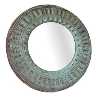 Vintage Italian Ceramic Art Mirror, 1990s For Sale