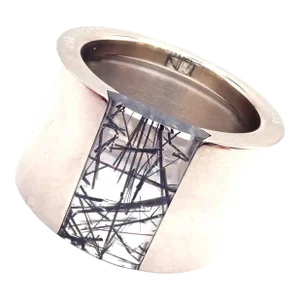 1990s Cartier Rutilated Quartz Wide White Gold Band Ring