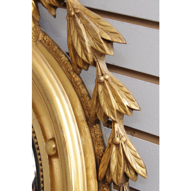 Antique Federal 18th C. Gold Gilt Convex Bullseye Wall Mirror For Sale - Image 9 of 12