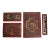 Asian Teak Wood Carved Relief Red & Gold Plaques, Set of 4 For Sale