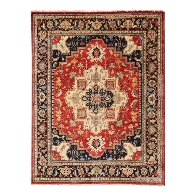 Large Hand-Knotted Serapi-Heriz With Geometric Medallion Design by Keivan Woven Arts For Sale