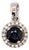 Blue Sapphire Pendant W Earth Mined Diamonds in Solid 14k White Gold Round 4mm For Sale