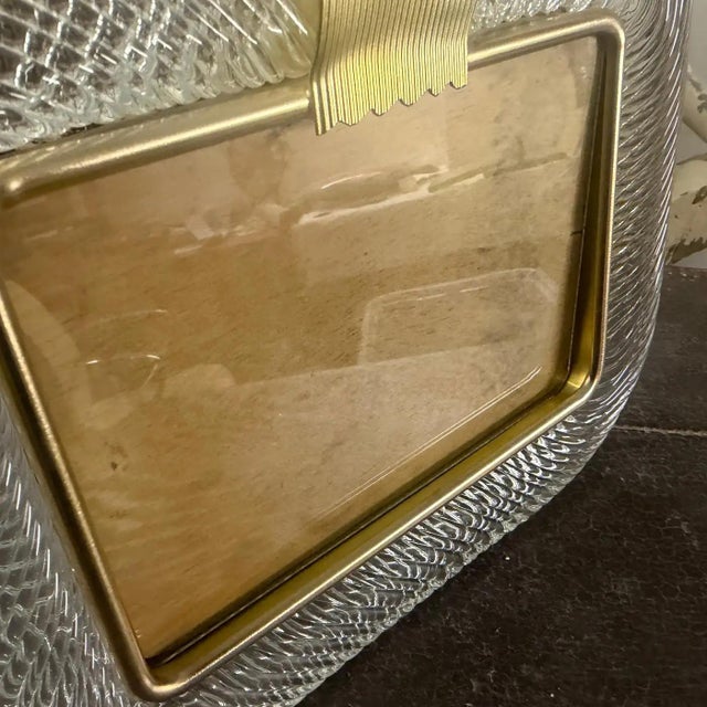 1990s Barovier Style Art Deco Murano Glass and Brass Horizontal Picture Frame For Sale - Image 13 of 14