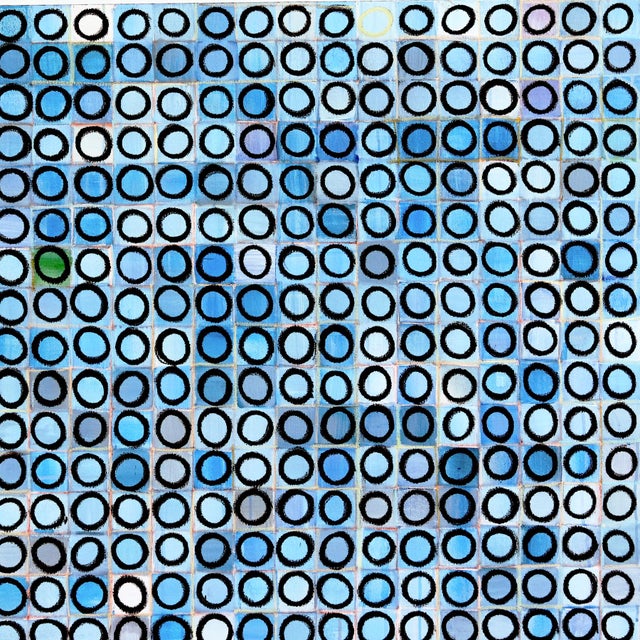 Contemporary 900 Circles - Large Blue Abstract Geometric Painting Original Artwork by Brandon Neher For Sale - Image 3 of 9
