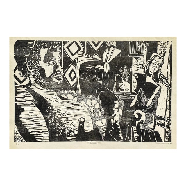 1986 Rebecca Bleecher Dreams Woodblock For Sale