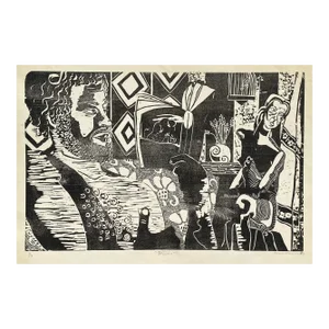 1986 Rebecca Bleecher Dreams Woodblock