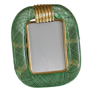 Green and Yellow Filigree Murano Glass Photo Frame, 2000s For Sale