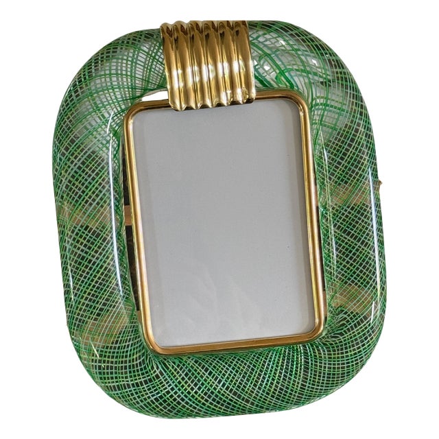 Green and Yellow Filigree Murano Glass Photo Frame, 2000s For Sale