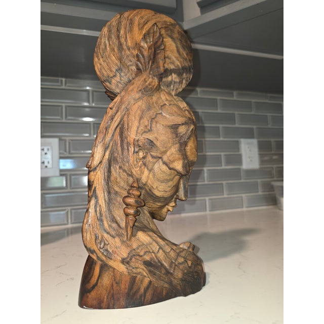 Mid 20th Century Balinese Macassar Ebony Art Deco Busts by I Wayan Suweda (Sumampan, Bali) - a Pair For Sale In Phoenix - Image 6 of 12