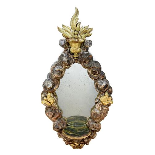 18th Century Large Wood Mirror With a Shelf For Sale - Image 4 of 7