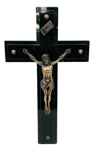 Large Late 19th Century Corpus Christi Crucifix in Copper and Bakelite, 1890s